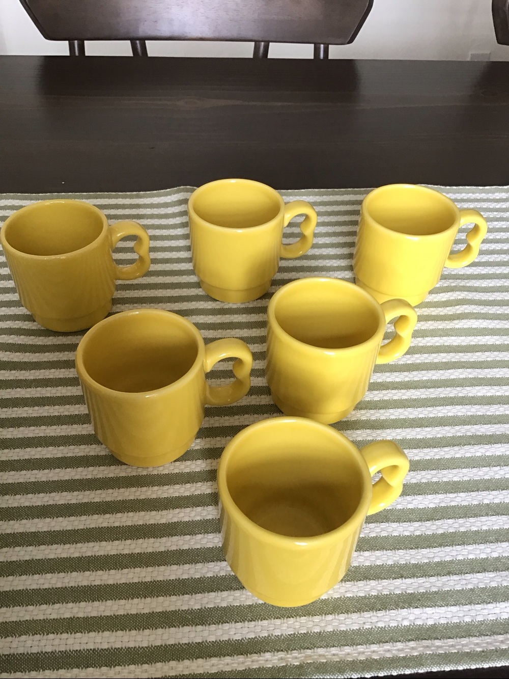 Vintage Homer Laughlin Mugs Set of 6 Yellow Stackable